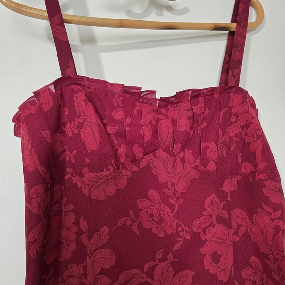 NWT London Times Red Floral Midi Dress Bow Sleeveless Fit & Flare Size 12 - Picture 4 of 11